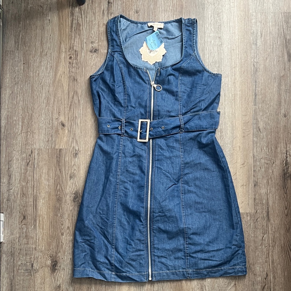 Indulge Denim Zip-Front Mini Dress
